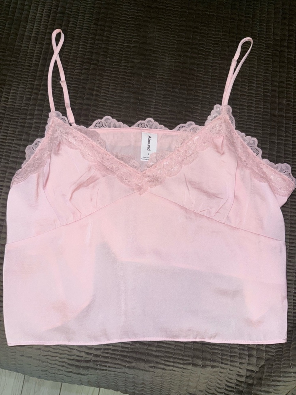 Abound Light Pink Lace Trim Bandeau Cami